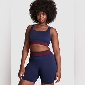 Victorias Secret PINK Sz Med Flip It Biker Shorts Navy Red Seamless Foldover NWT